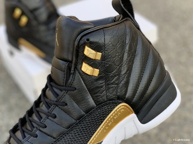 Air 'Reptile' Jordan Black 12 AO6068-007 Retro Metallic Gold-White 0719